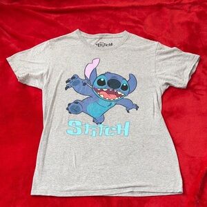 Disney Stitch Graphic Tee Gray T-Shirt Size Small